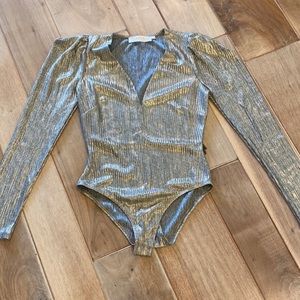 ASTR Silver bodysuit. Size small